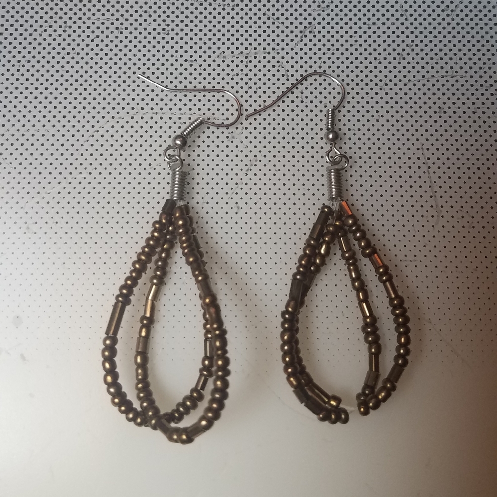 Beaded Sphere Dangle Drop Earrings - image 1